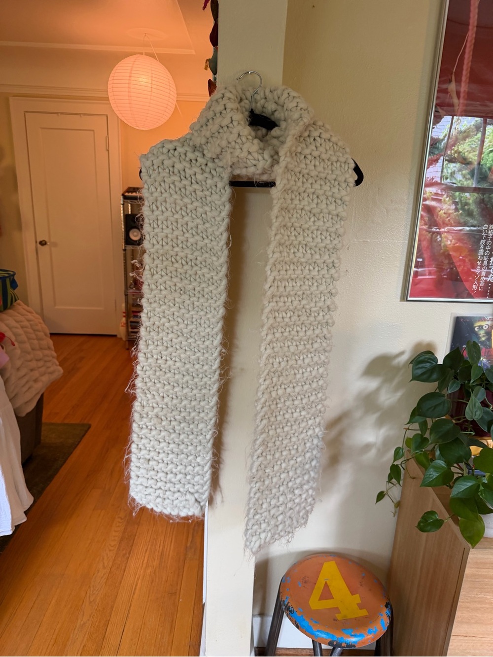 Oversized Chunky Knit Cream Scarf